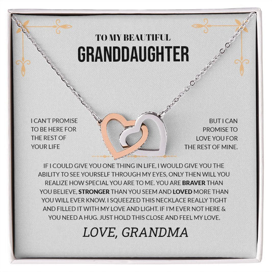 To My Beautiful Granddaughter | You Are Braver & Stronger - Interlocking Hearts necklace